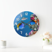 Blue Ocean Fish Wall Clock – Underwater Sea Life H ラージ壁時計 (ホーム)