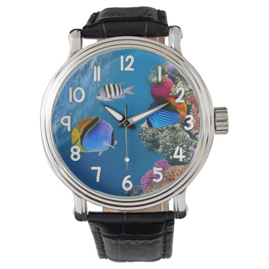 Blue Ocean Fish Wrist Watch – Underwater Sea Life 腕時計 (正面)