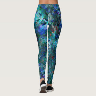 Blue Ocean Flows Abstract Leggings -large pattern レギンス