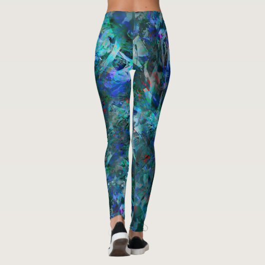 Blue Ocean Flows Abstract Leggings -large pattern レギンス (裏面)