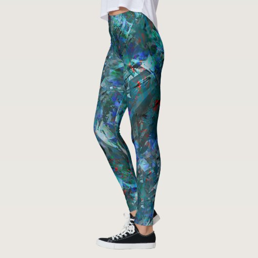 Blue Ocean Flows Abstract Leggings -large pattern レギンス (左)