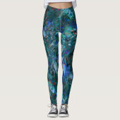 Blue Ocean Flows Abstract Leggings -large pattern レギンス (正面)