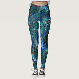 Blue Ocean Flows Abstract Leggings -large pattern レギンス