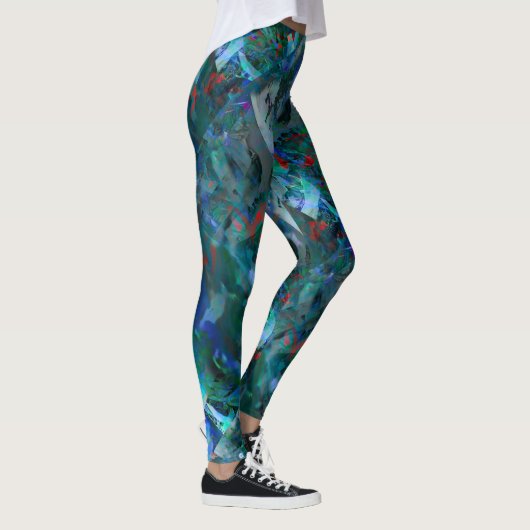 Blue Ocean Flows Abstract Leggings - v2 レギンス (右)