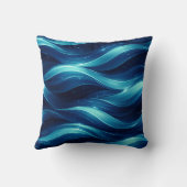 Blue Ocean Fluid Wave Pattern Throw Pillow クッション (裏面)