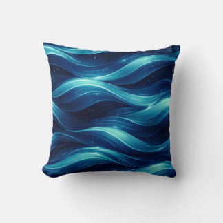 Blue Ocean Fluid Wave Pattern Throw Pillow クッション
