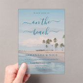 Blue Ocean Palm Tree Beach Wedding アクリル招待状 (インサイチュ (ポータブル))
