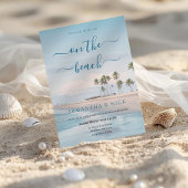Blue Ocean Palm Tree Beach Wedding 招待状