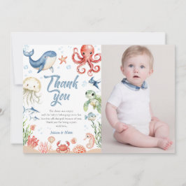Blue Ocean Photo Baby Shower Thank You Cards