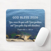 Blue Ocean Photo Blessed New Year 2026 Christian マウスパッド (マウス)