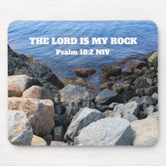   Blue Ocean Photo Lord is My Rock Bible Verse マウスパッド (正面)