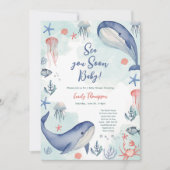Blue Ocean Sea You Soon Summer Baby Shower  招待状 (正面)