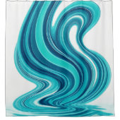 Blue Ocean Wave Shower Curtain – Modern Bathroom シャワーカーテン (正面)
