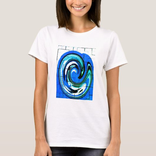 Blue ocean wave trendy tシャツ (正面)