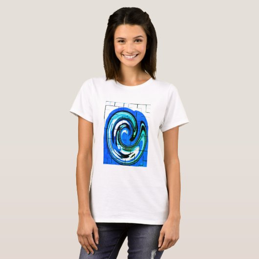 Blue ocean wave trendy tシャツ (正面フル)