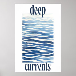 Blue Ocean Waves Art Print Abstract Coastal Wall ポスター