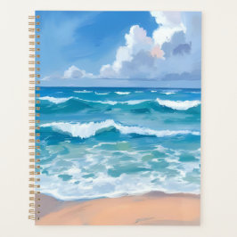 Blue Ocean Waves | Beach Sea Watercolor  プランナー手帳