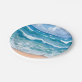 Blue Ocean Waves | Beach Sea Watercolor  ペーパープレート (アングル)