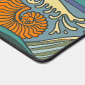 Blue Ocean Waves Nautilus Seashell Pattern Nouveau デスクマット (コーナー)