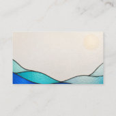 Blue Ocean Waves Stained Glass Business Card 名刺 (裏面)