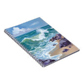 Blue Ocean Waves Watercolor Painting ノートブック (右側)
