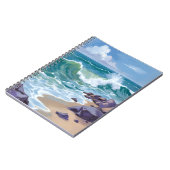 Blue Ocean Waves Watercolor Painting ノートブック (左側)