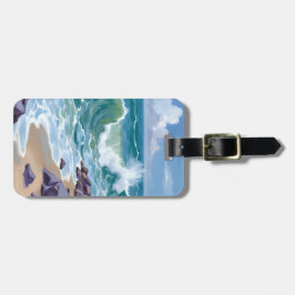 Blue Ocean Waves Watercolor Painting ラゲッジタグ