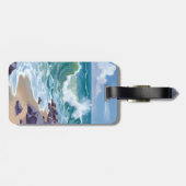 Blue Ocean Waves Watercolor Painting ラゲッジタグ (裏面横)