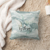 Blue Ocean Whale By the sea クッション (ブランケット)