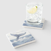 Blue Ocean Whale Tail ストーンコースター (横)