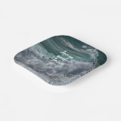 Blue ocean with drawn hearts ペーパープレート (傾斜あり)