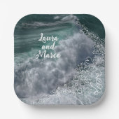 Blue ocean with drawn hearts ペーパープレート (正面)