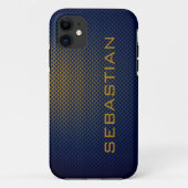 Blue Ocher炭素繊維のパーソナライズパターン(の模様が)ある Case-Mate iPhoneケース (裏面)