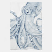 Blue Octopus Cephalopod Kraken Ink キッチンタオル (縦)