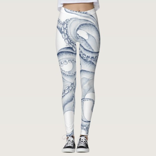 Blue Octopus Cephalopod Kraken Ink レギンス (正面)