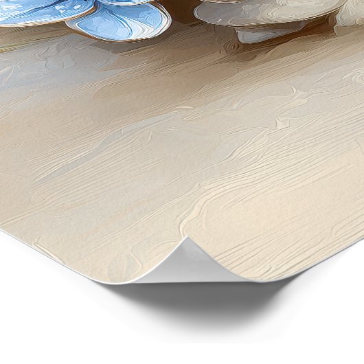 Blue Octopus Coastal Wall Art Print | Wall Poster ポスター (角)