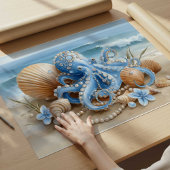 Blue Octopus Coastal Wall Art Print | Wall Poster ポスター