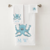 Blue Octopus Design Monogrammed バスタオルセット (インサイチュ)