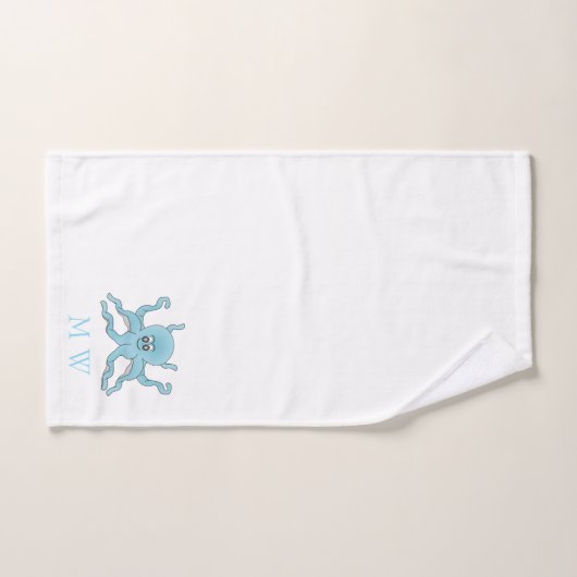 Blue Octopus Design Monogrammed バスタオルセット (ハンドタオル)