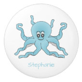 Blue Octopus Design Personalised セラミックノブ (正面)