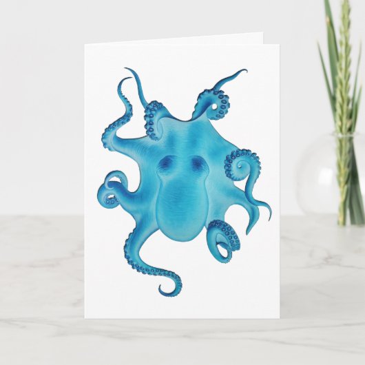 Blue Octopus Friend Birthday Card Kraken Sea Ocean カード (正面)
