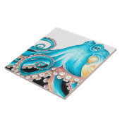 Blue Octopus On White Ink タイル (側面)