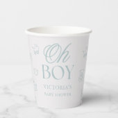Blue Oh Boy Hand Drawn Minimal Baby Shower 紙コップ (正面)