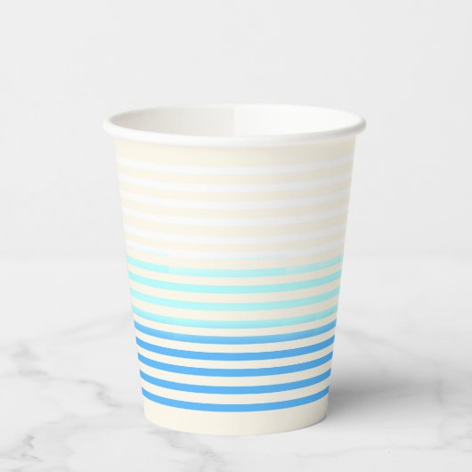 Blue Ombre Striped Paper 紙コップ (左)
