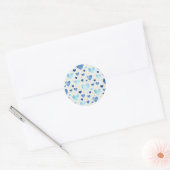 Blue Ombre Watercolor & Gold Glitter Heart Pattern ラウンドシール (封筒)