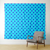 Blue On Cyan Polka Dots Pattern Design タペストリー (インサイチュ(横))