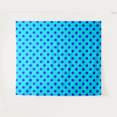 Blue On Cyan Polka Dots Pattern Design タペストリー (正面(横))