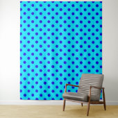 Blue On Cyan Polka Dots Pattern Design タペストリー (インサイチュ)