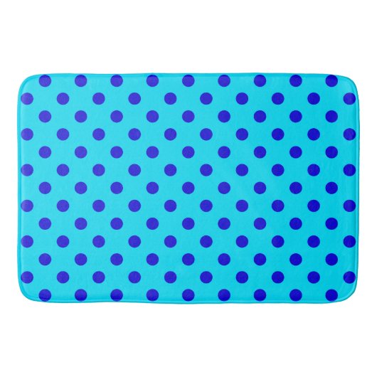 Blue On Cyan Polka Dots Pattern Design バスマット (正面)