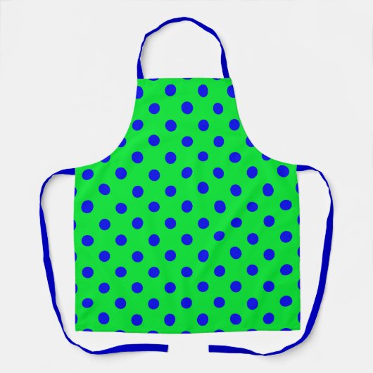Blue On Green Polka Dots Pattern Design  エプロン (正面)